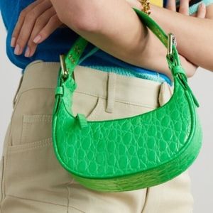 BY FAR Mini Soho Bag in Green Croc